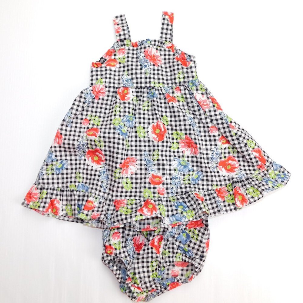 Gingham Floral Sun Dress w Bloomers Baby Girls 18 Months 18M Monkey Bars